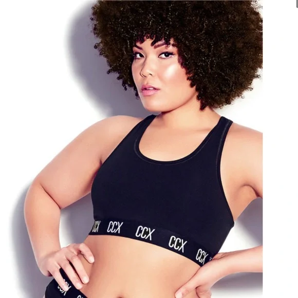 City Chic CCX Black Logo Crop Top Size S - Size 16 BNWT - Picture 4 of 7